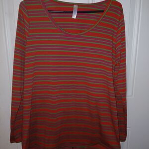 LuLaRoe Orange and Gray Fitted Long Sleeve Tee